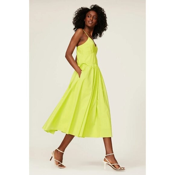 Jason Wu V-Neck Spaghetti-Strap Maxi Dress in Yellow 0 Womens A-line Cotton - Picture 13 of 16